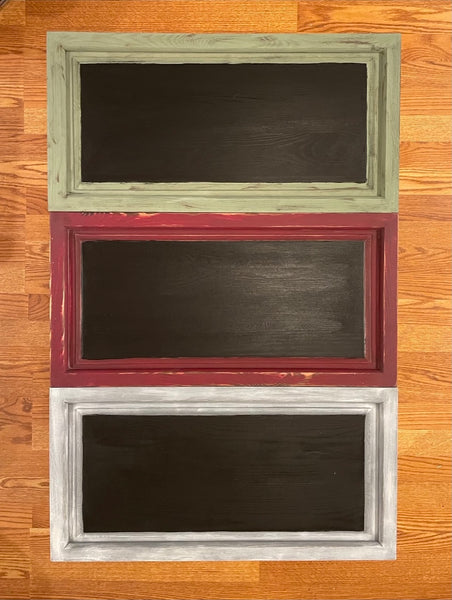 Rustic wood-framed chalkboard